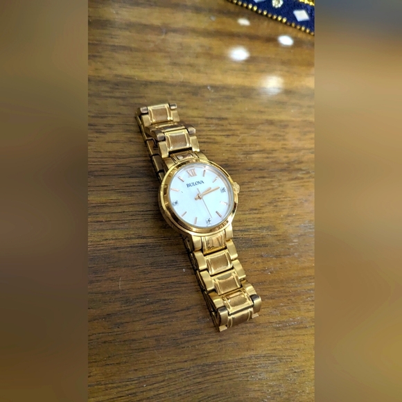 Bulova ladies watch, rose gold PVD with mother of pearl face - Picture 1 of 3